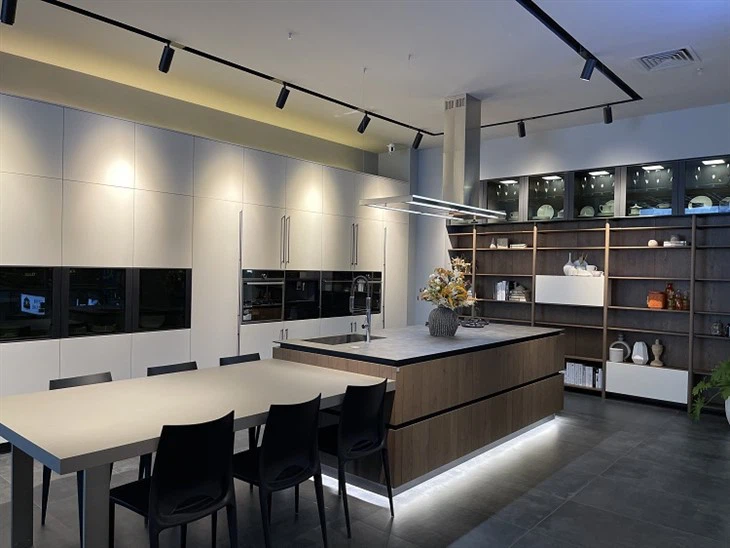 High Gloss Arc Angle Aluminium Edge Acrylic Finish Kitchen Cabinet (2)