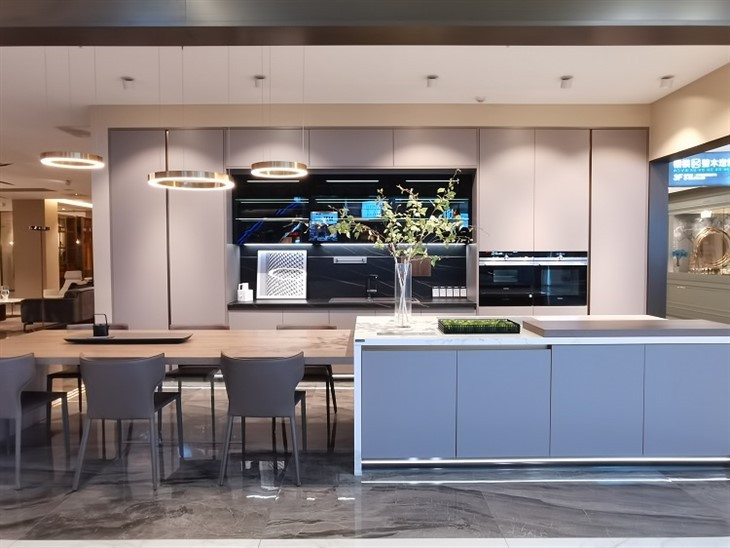 2mm Glass Front Kitchen Cabinet-light coffee glass (4)